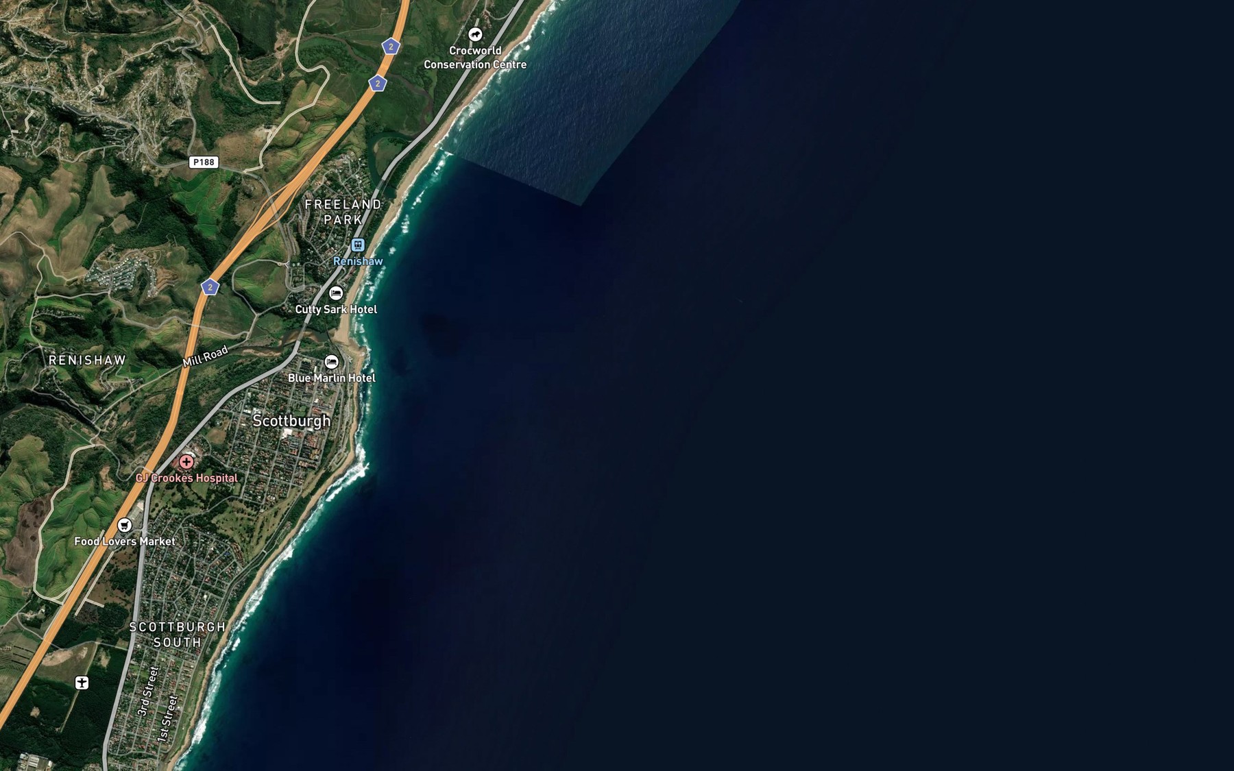 Satellite map of the Ridge