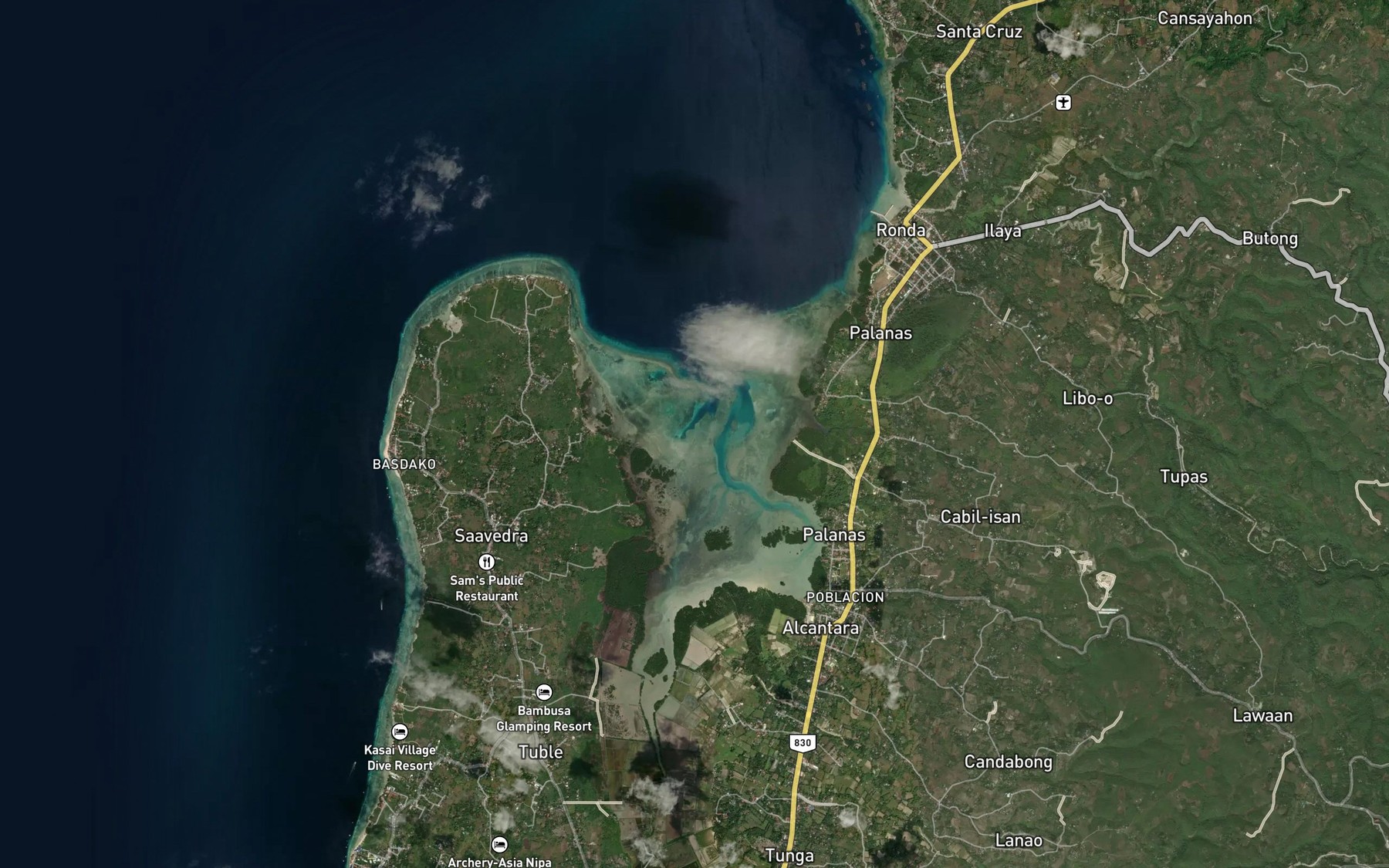 Satellite map of the Copton Bay