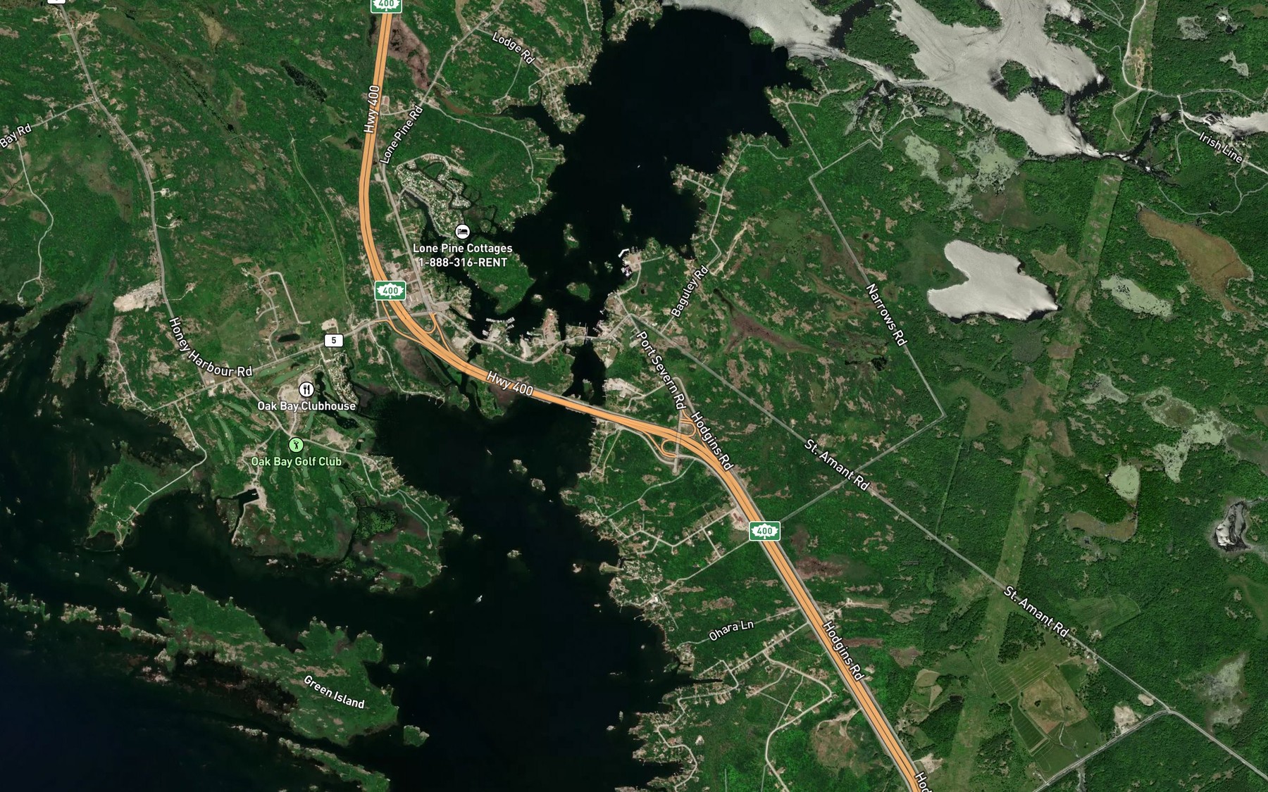 Satellite map of the Severn River