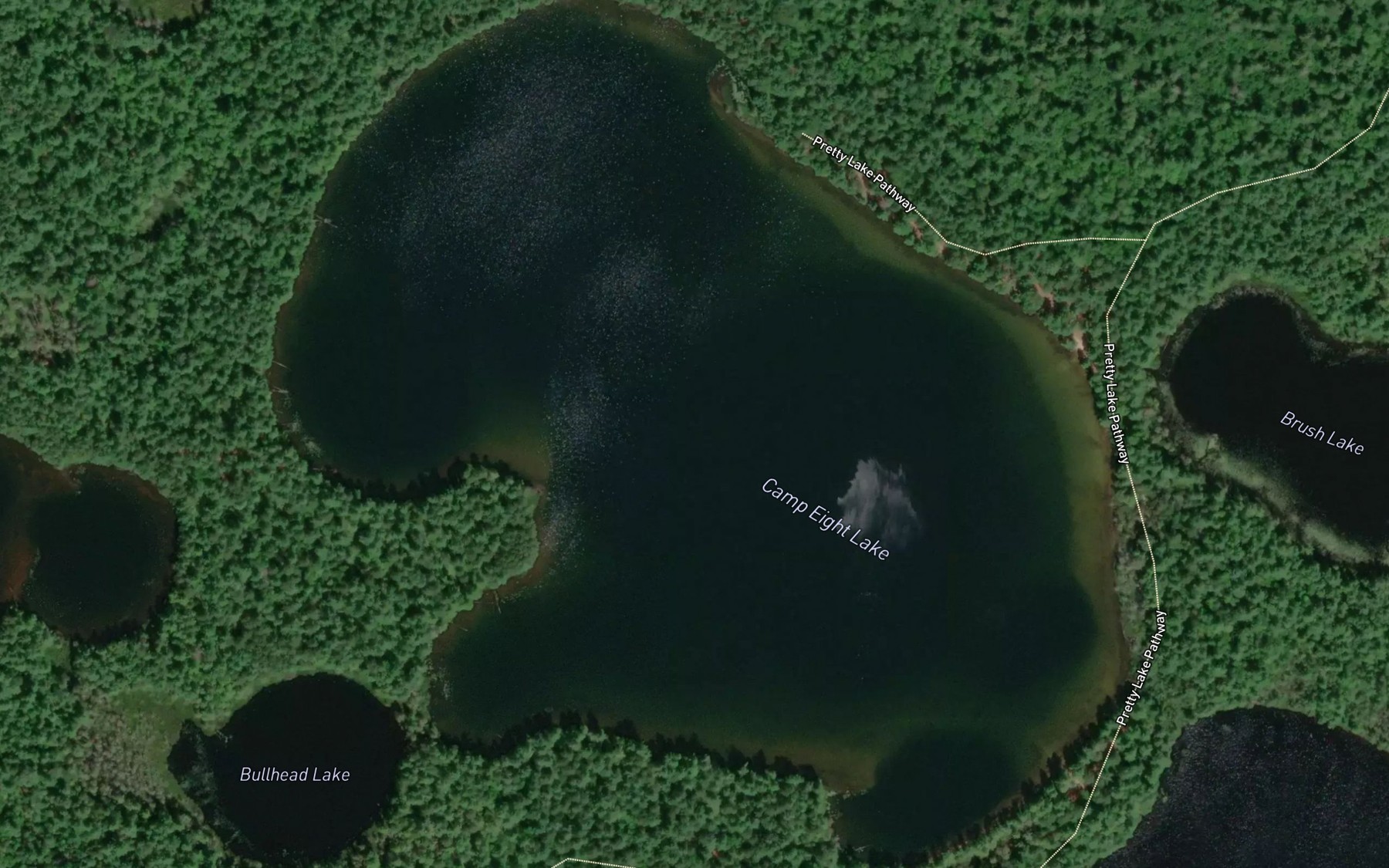 Satellite map of the Camp Eight Lake