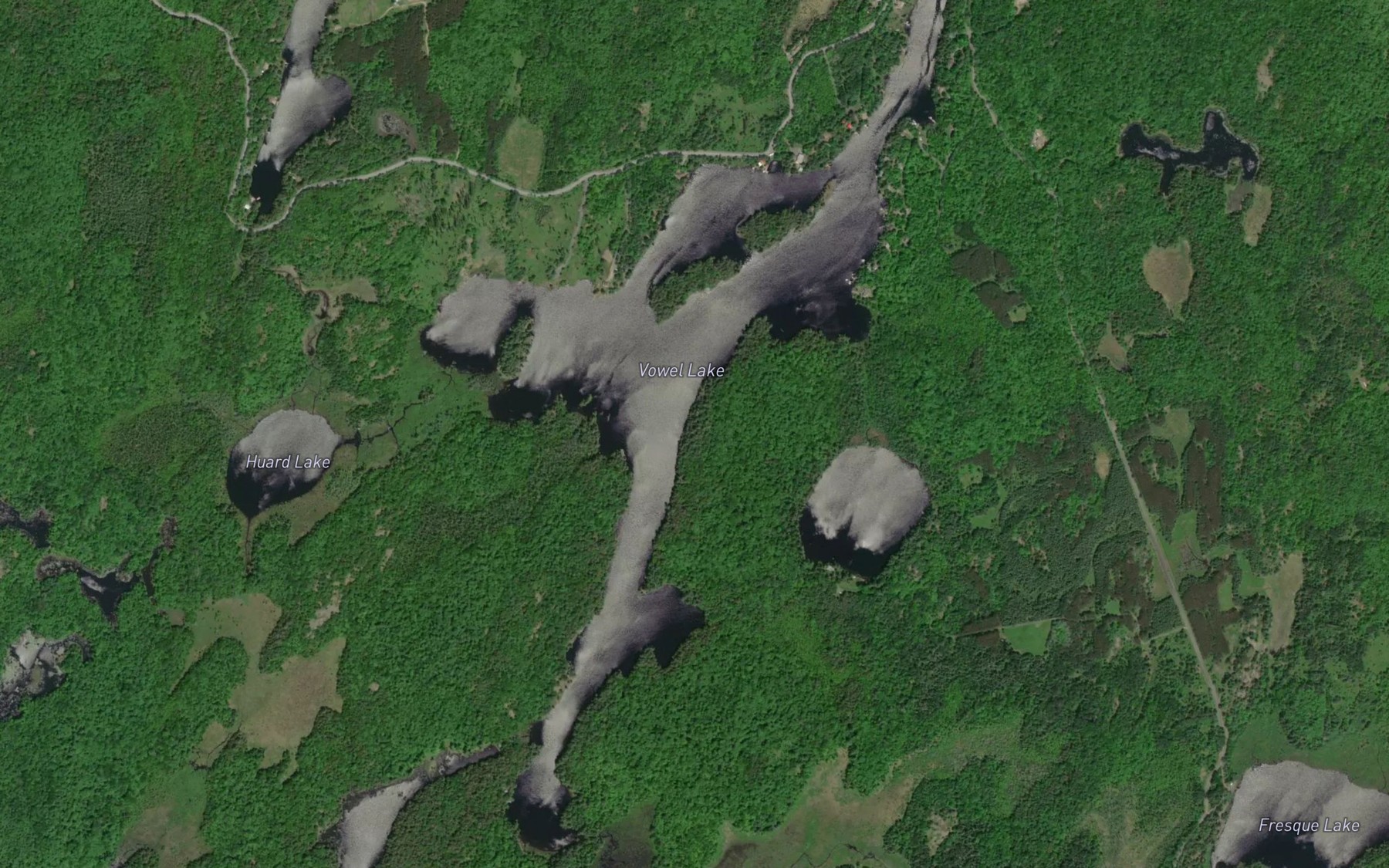 Satellite map of the Vowel Lake