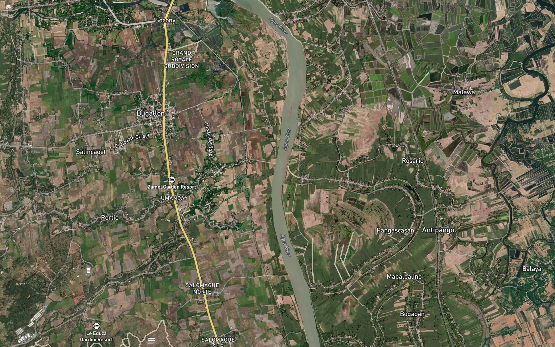 Satellite map of the Dumuloc River