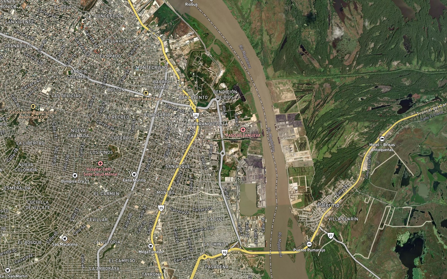 Satellite map of the Cano Arriba