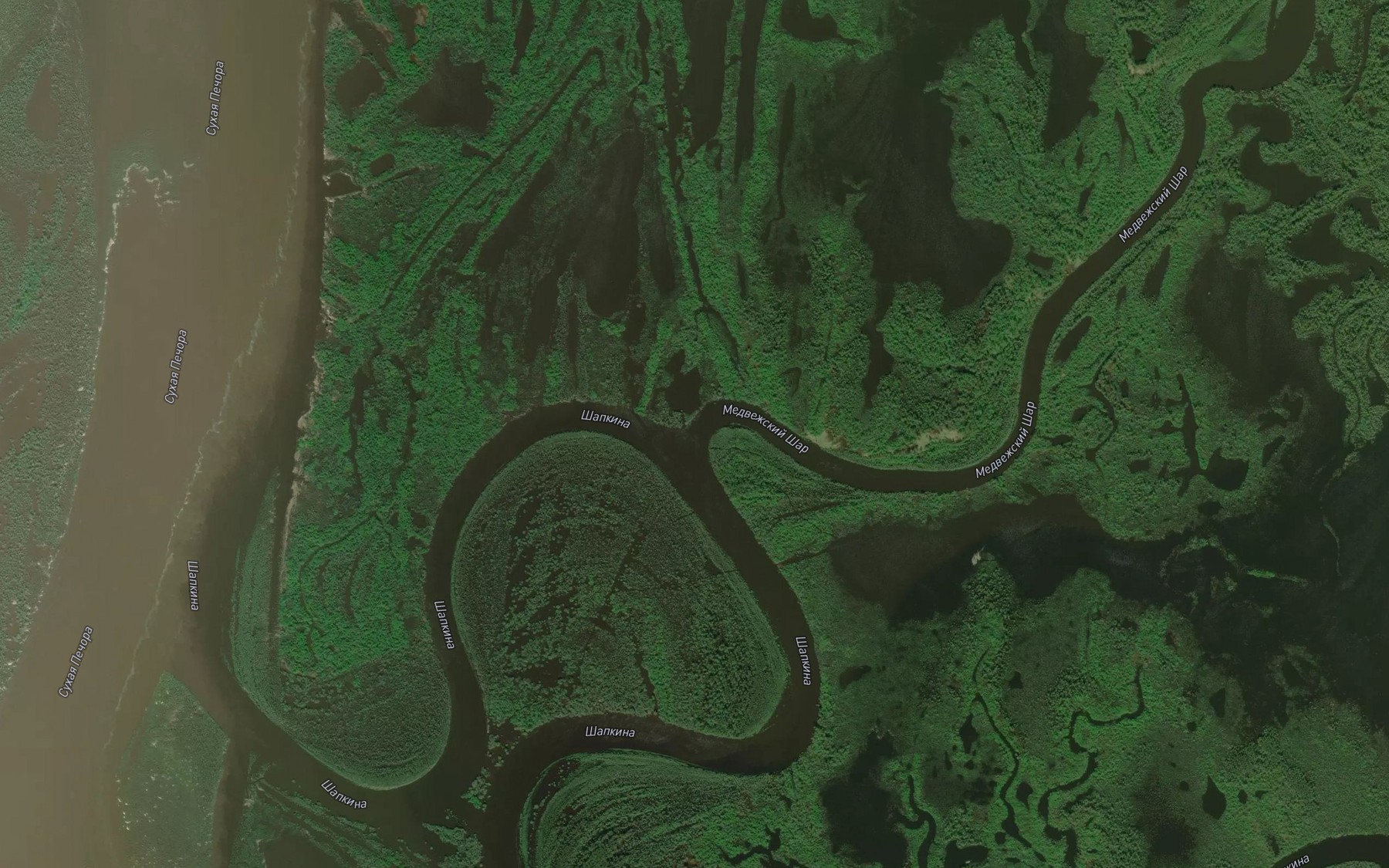 Satellite map of the Protoka Medvezhskiy Shar