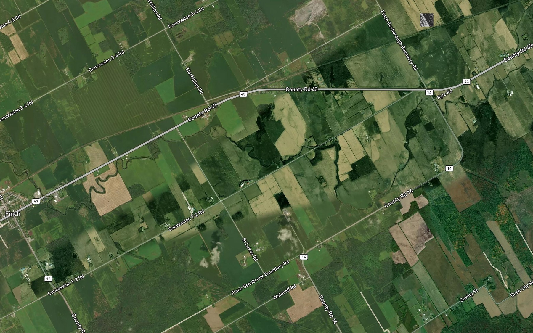 Satellite map of the Bancroft-McIntyre Drain