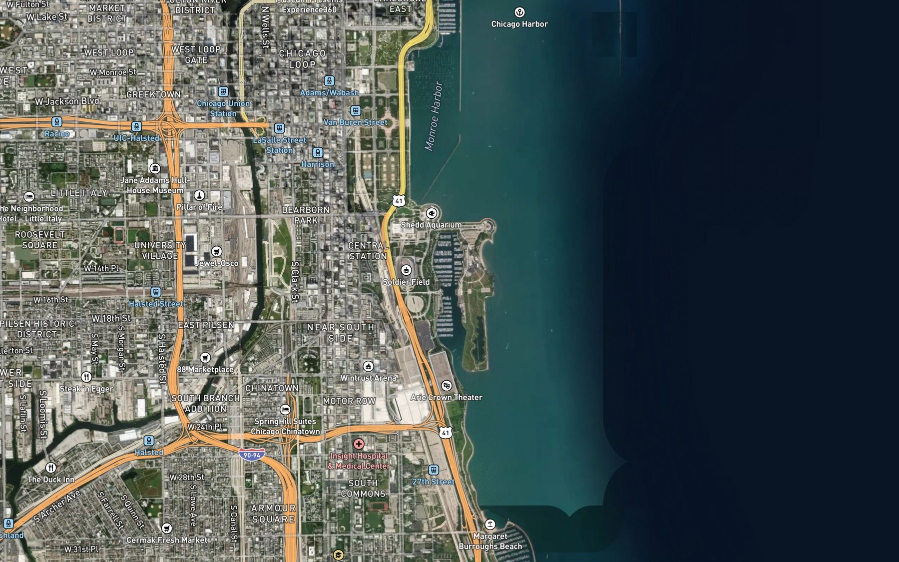 Satellite map of the Burnham Park Harbor