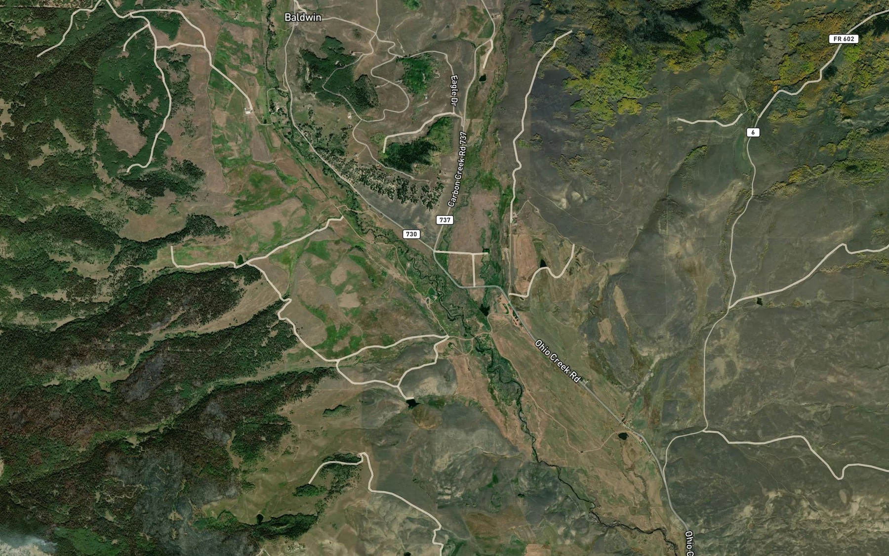 Satellite map of the Carbon Creek