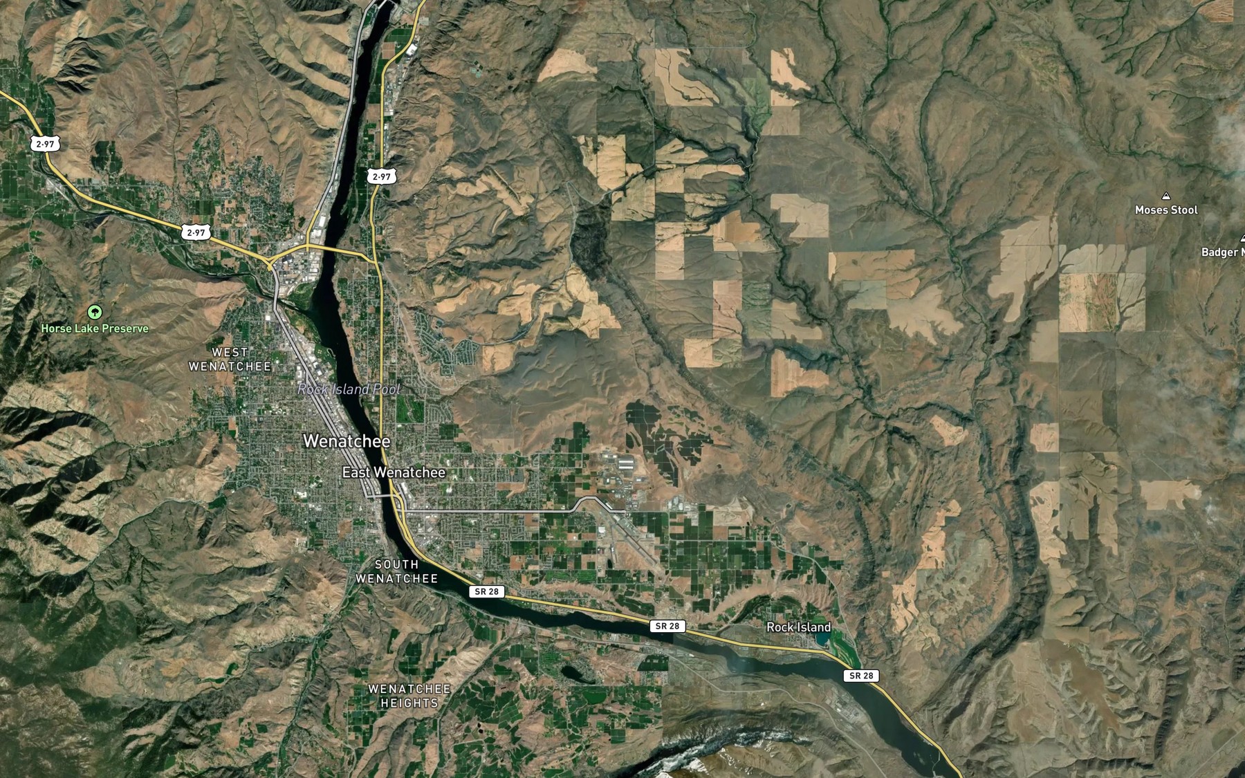 Satellite map of the Rock Island Creek