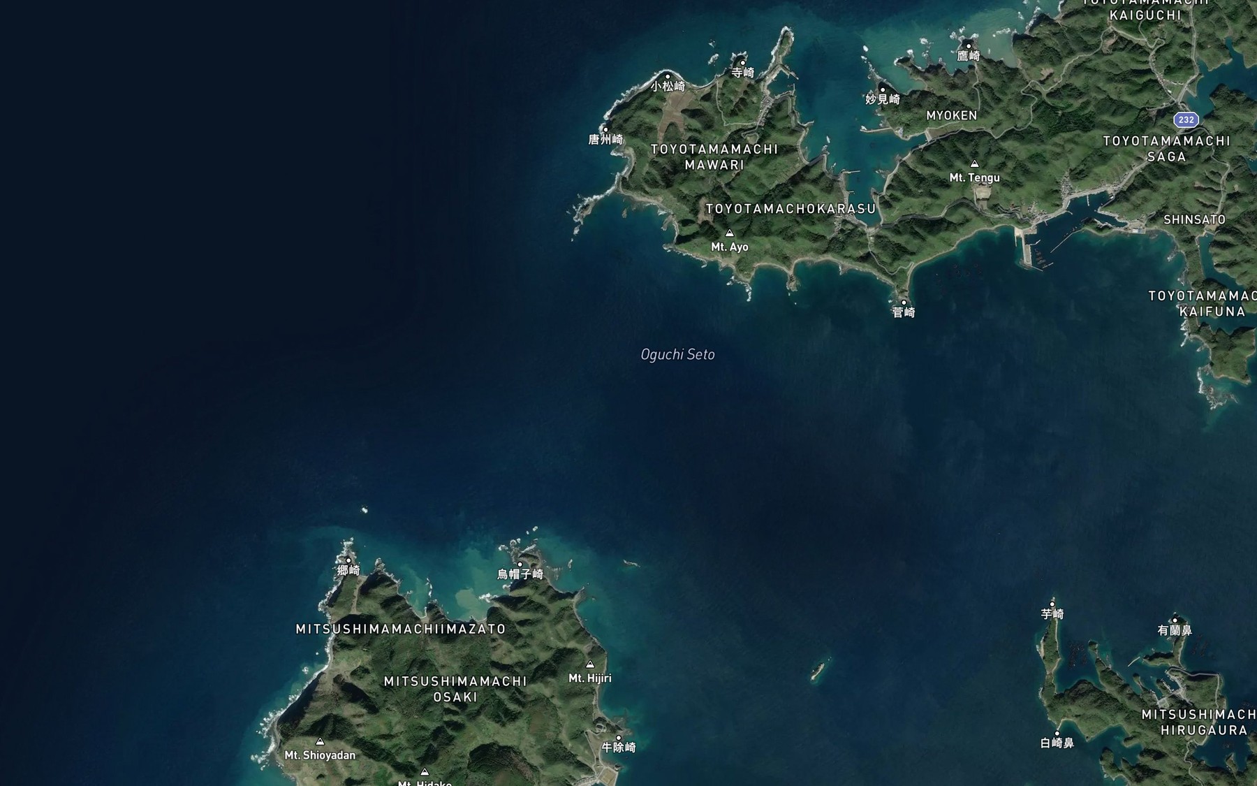 Satellite map of the Oguchi Seto