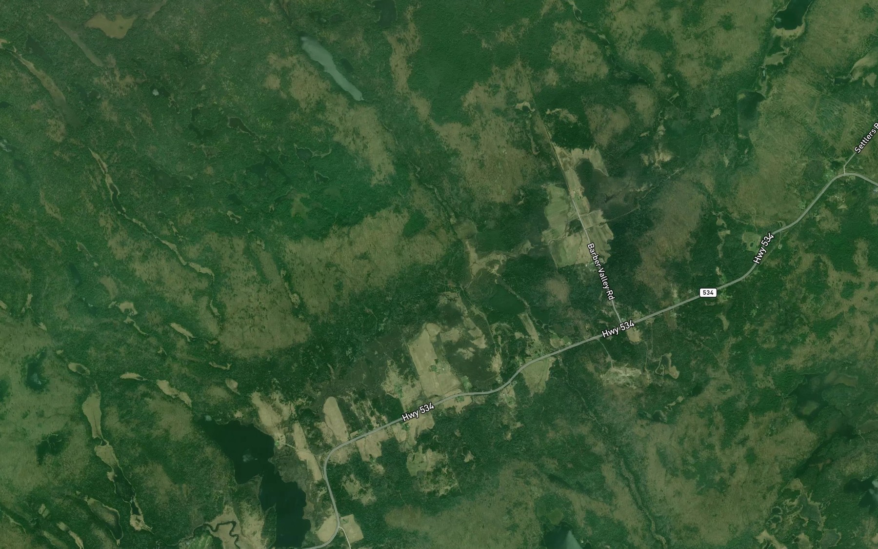 Satellite map of the Wiggins Creek