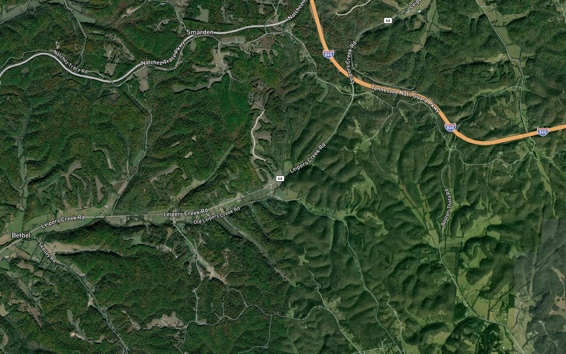 Satellite map of the Skelly Branch