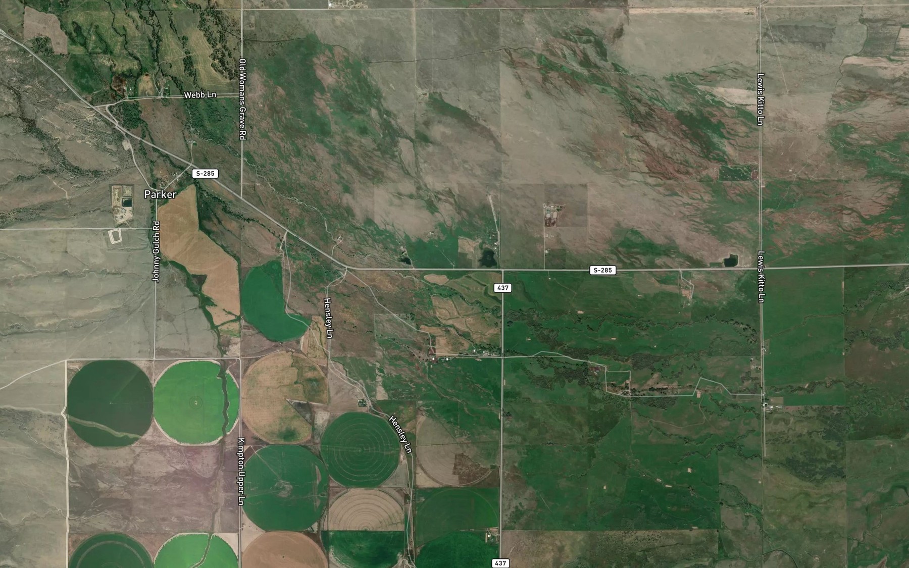 Satellite map of the Swamp Creek