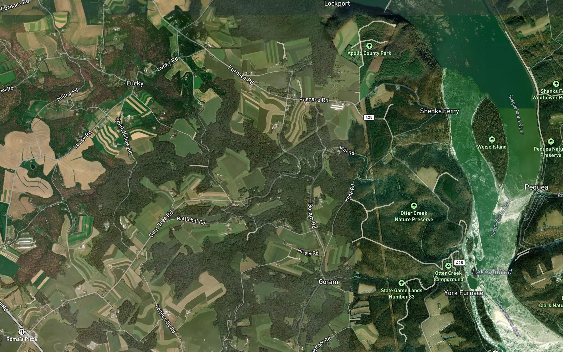 Satellite map of the South Fork Otter Creek