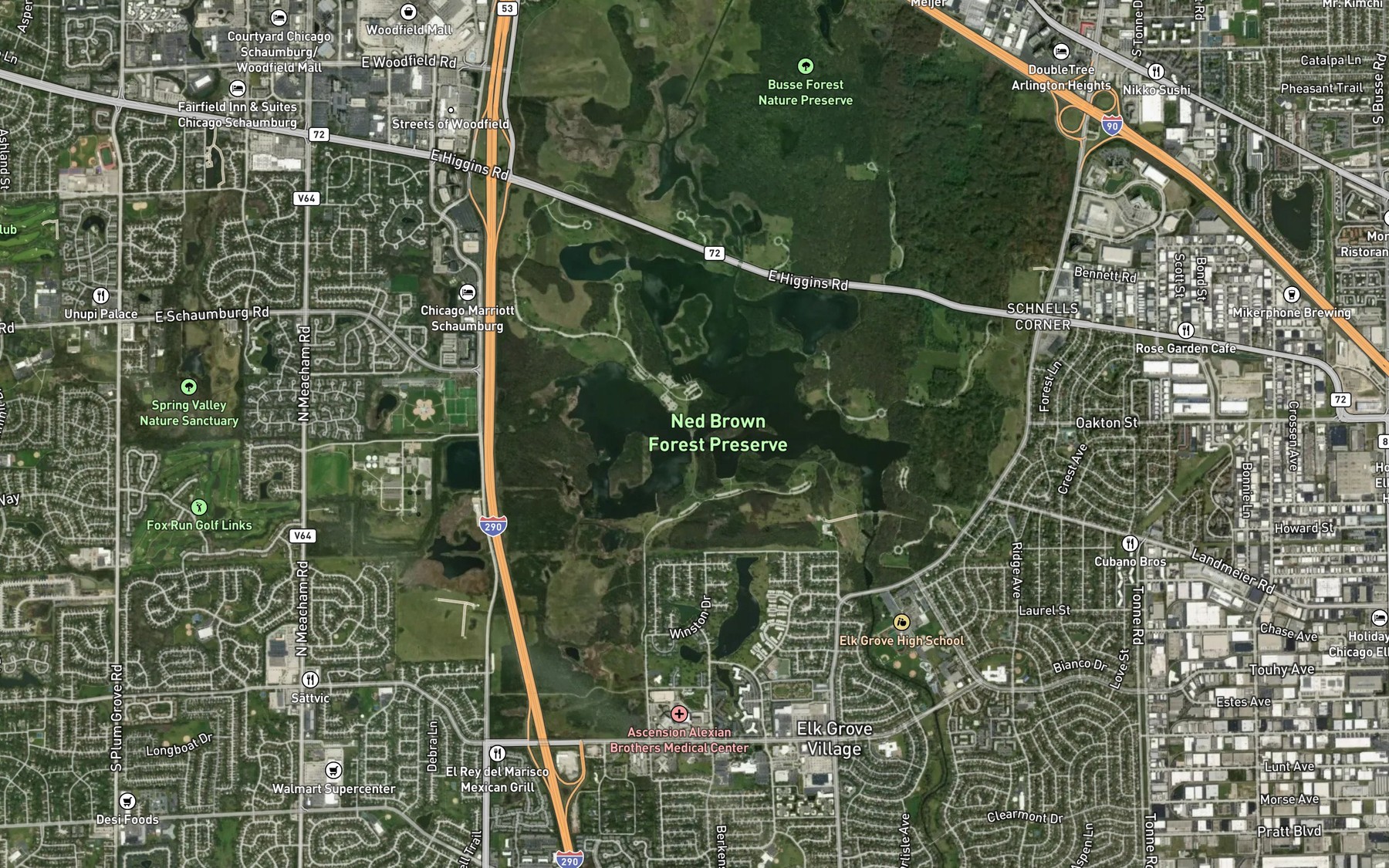 Satellite map of the Bicycle Trail