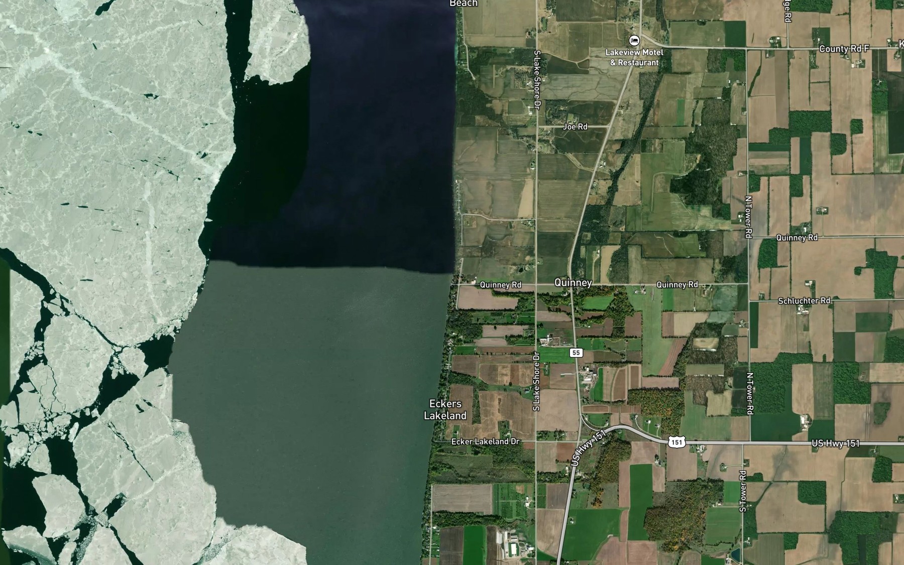Satellite map of the Johnson Creek