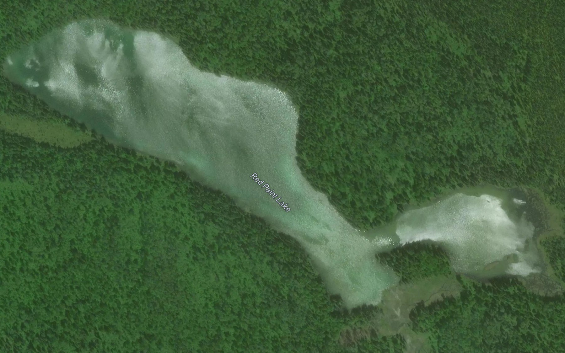 Satellite map of the Red Paint Lake