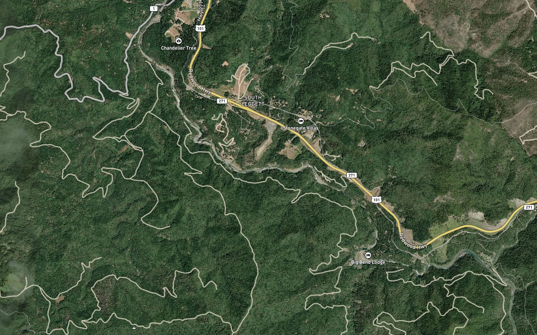 Satellite map of the Big Dann Creek