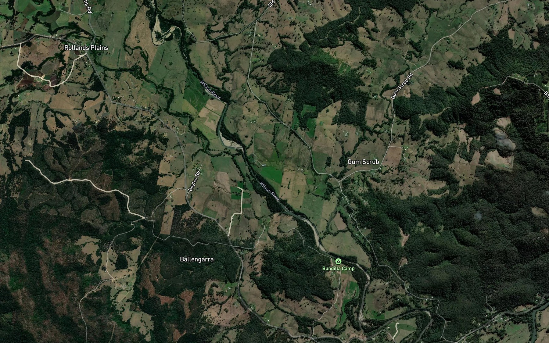 Satellite map of the Bril Bril Creek