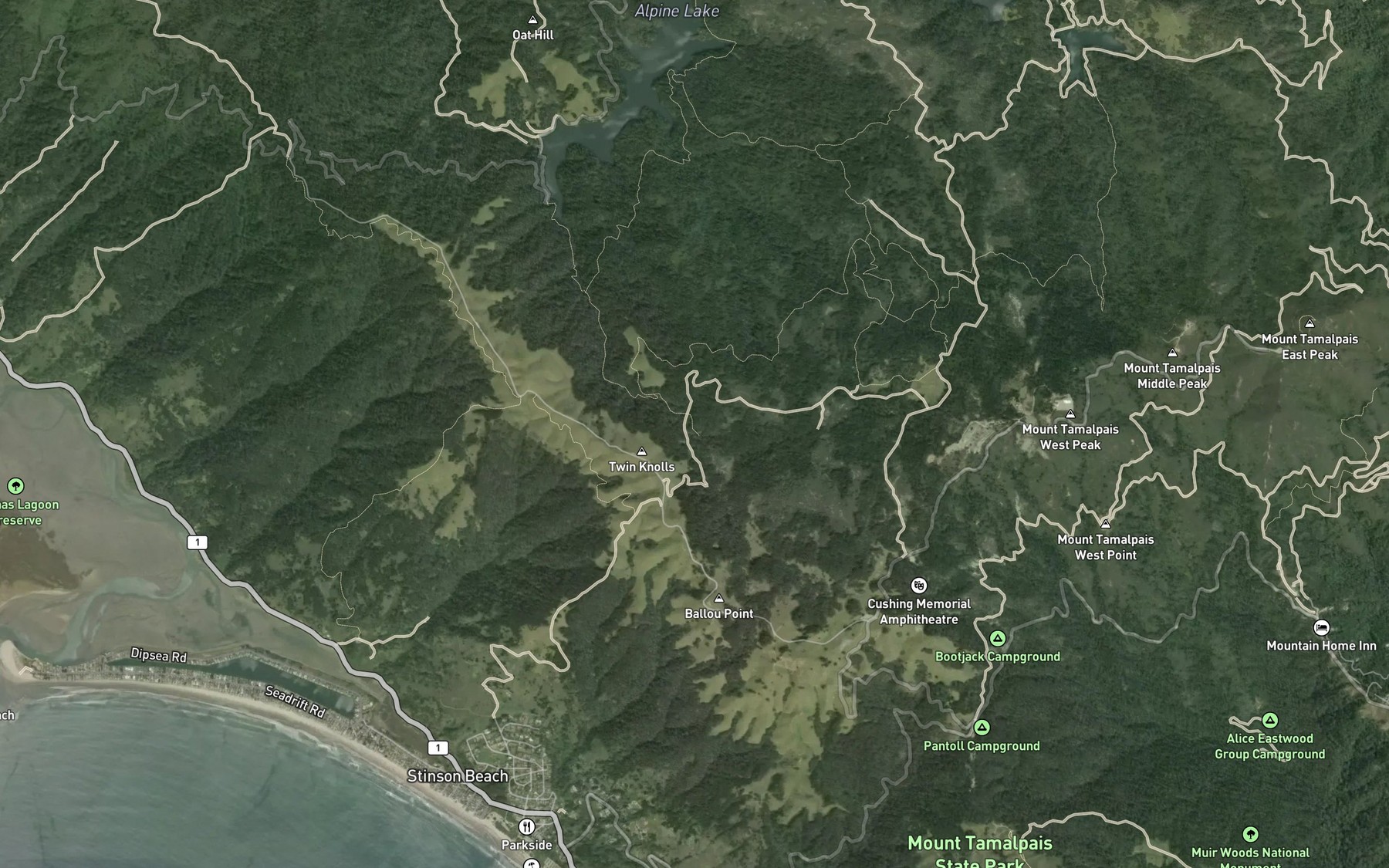 Satellite map of the Barths Creek
