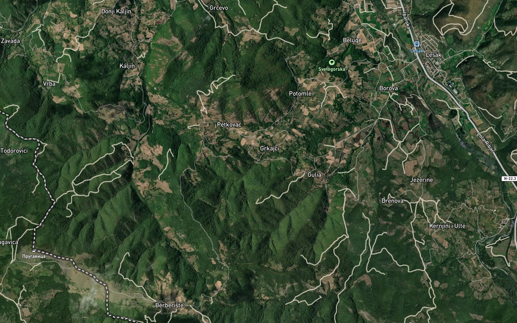 Satellite map of the Prroni i Dardhes