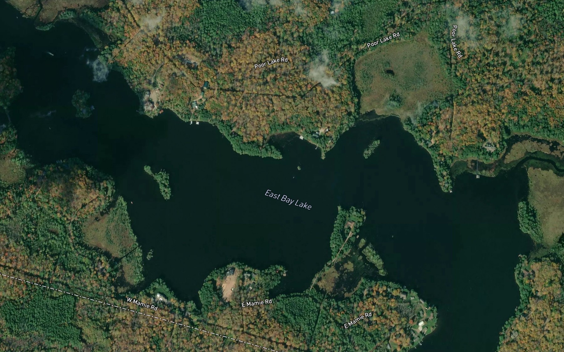 Satellite map of the East Bay Lake