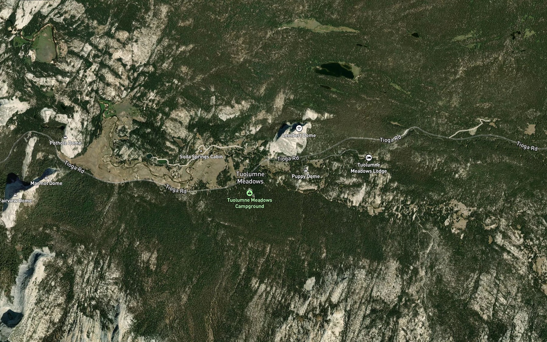 Satellite map of the Lyell Fork
