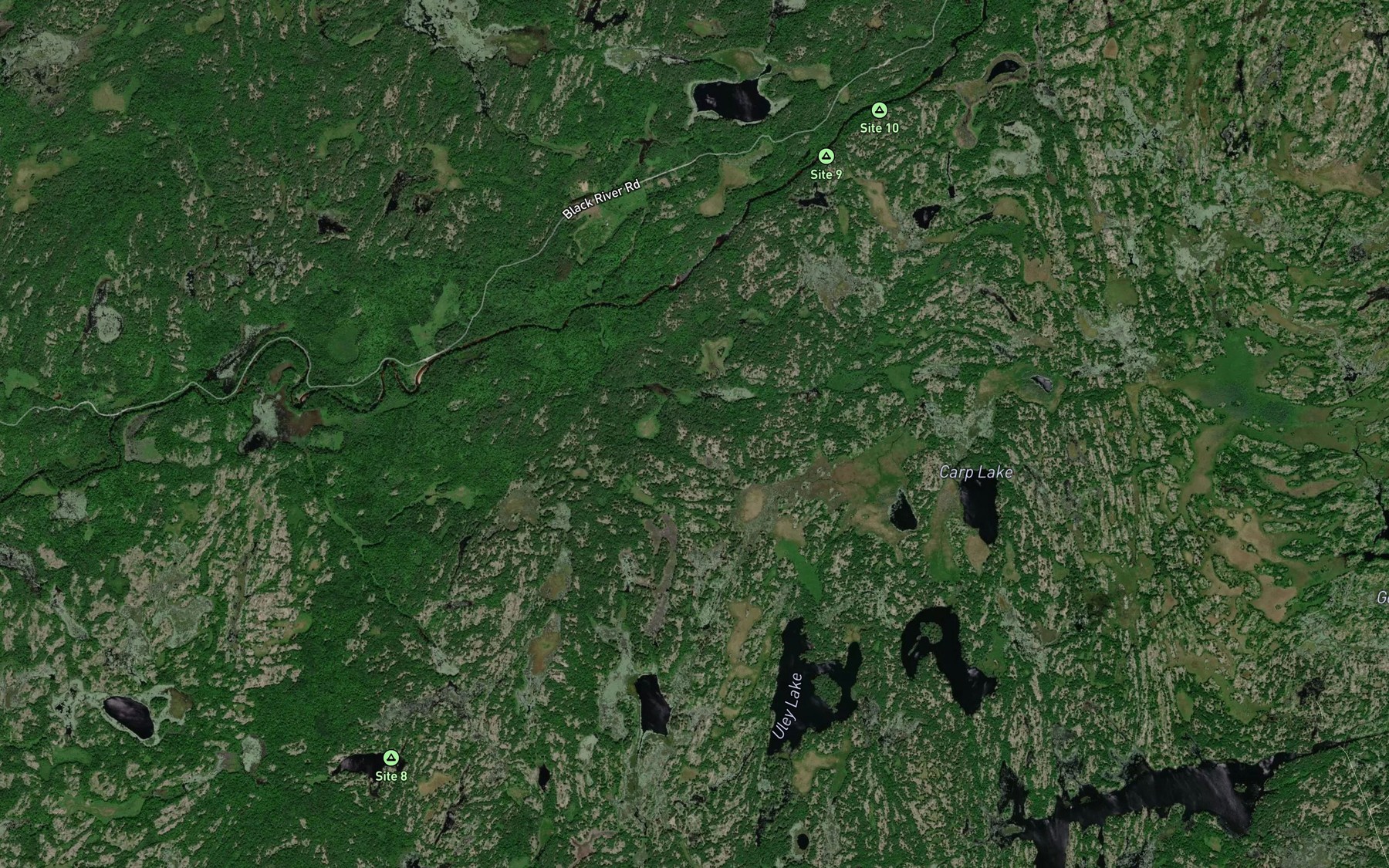 Satellite map of the Ragged Rapids