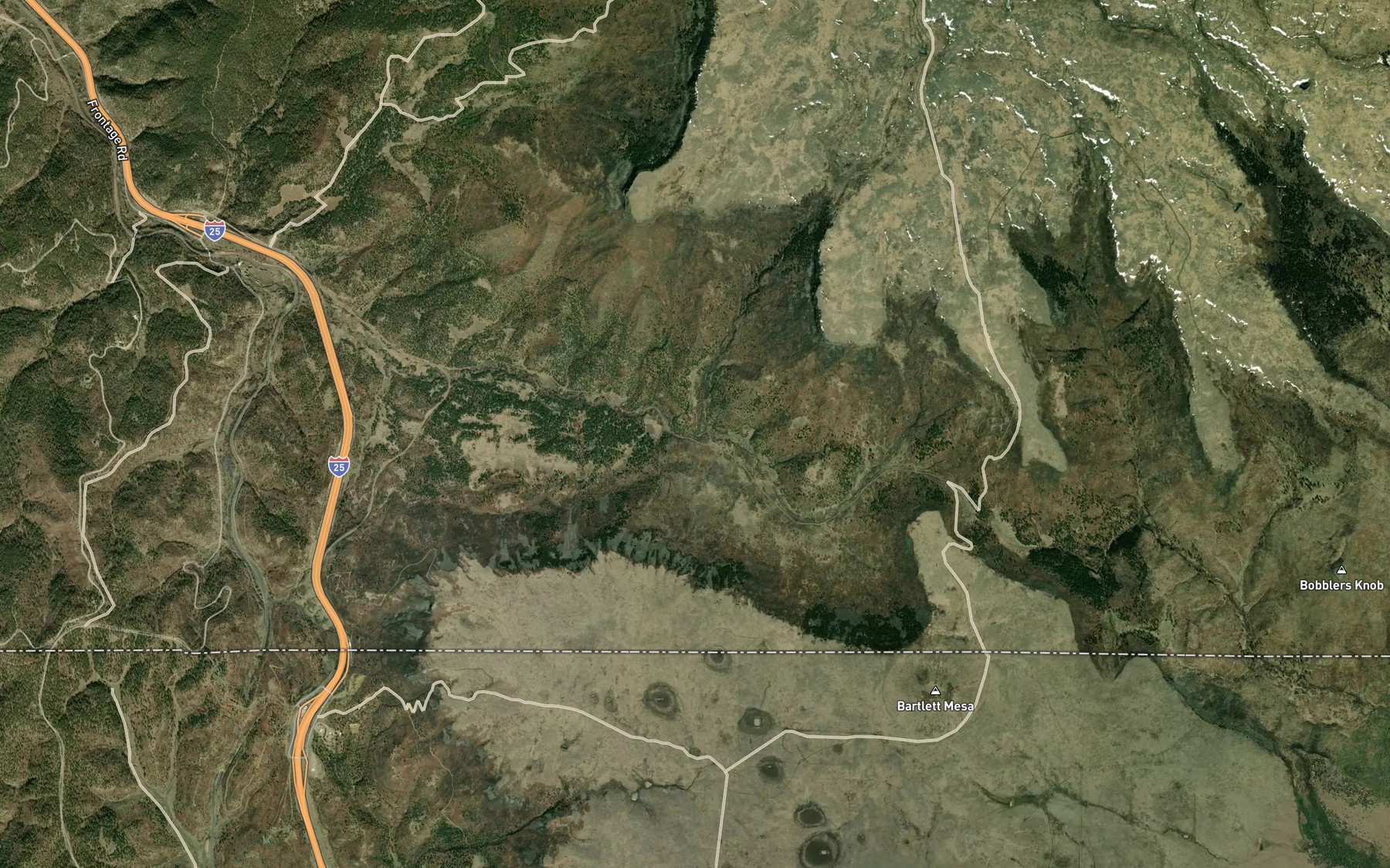 Satellite map of the Brush Creek