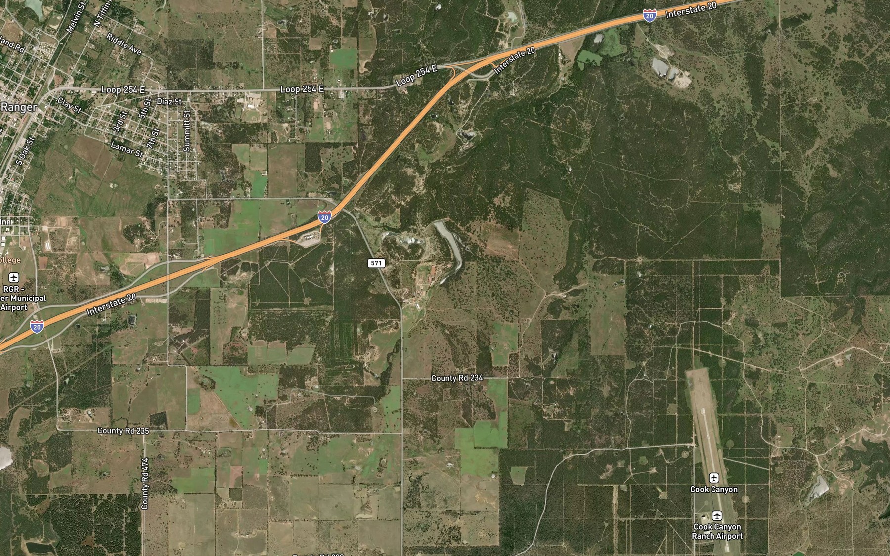 Satellite map of the Hodges Lake