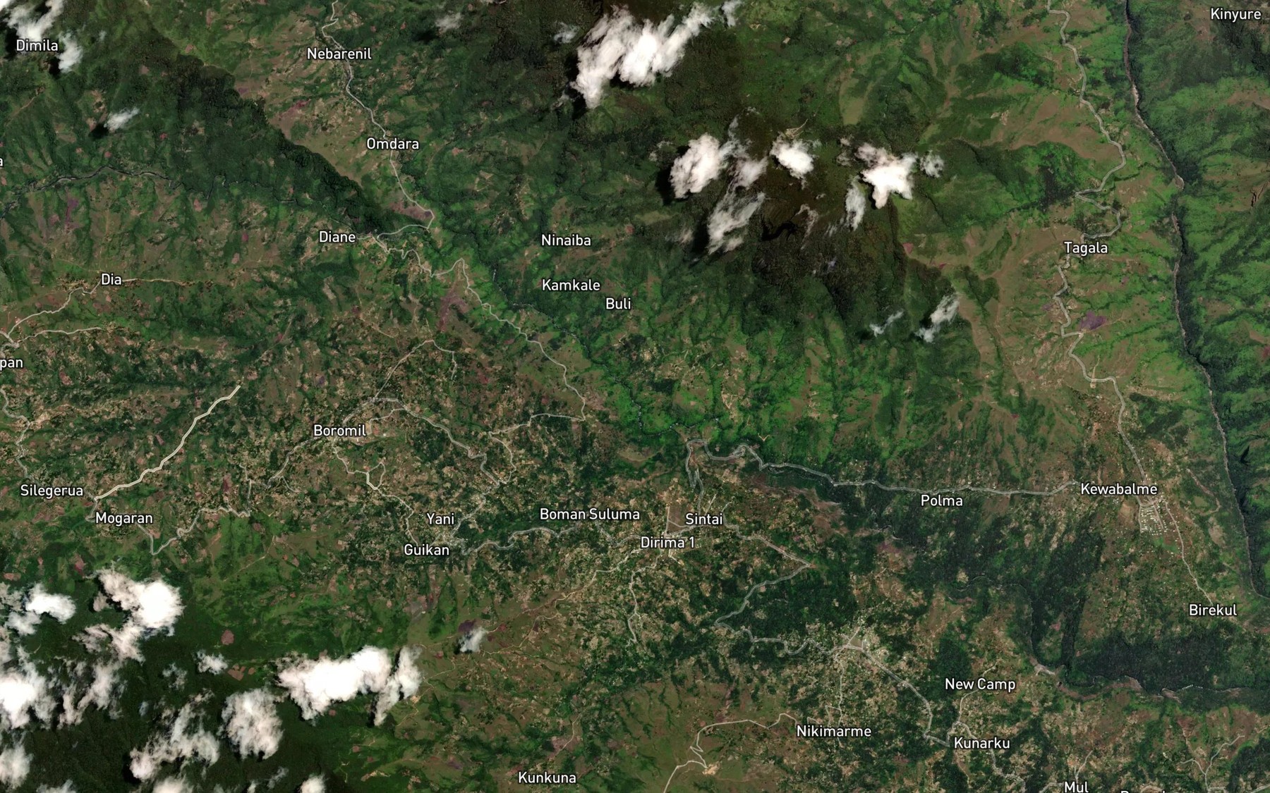 Satellite map of the Mon River