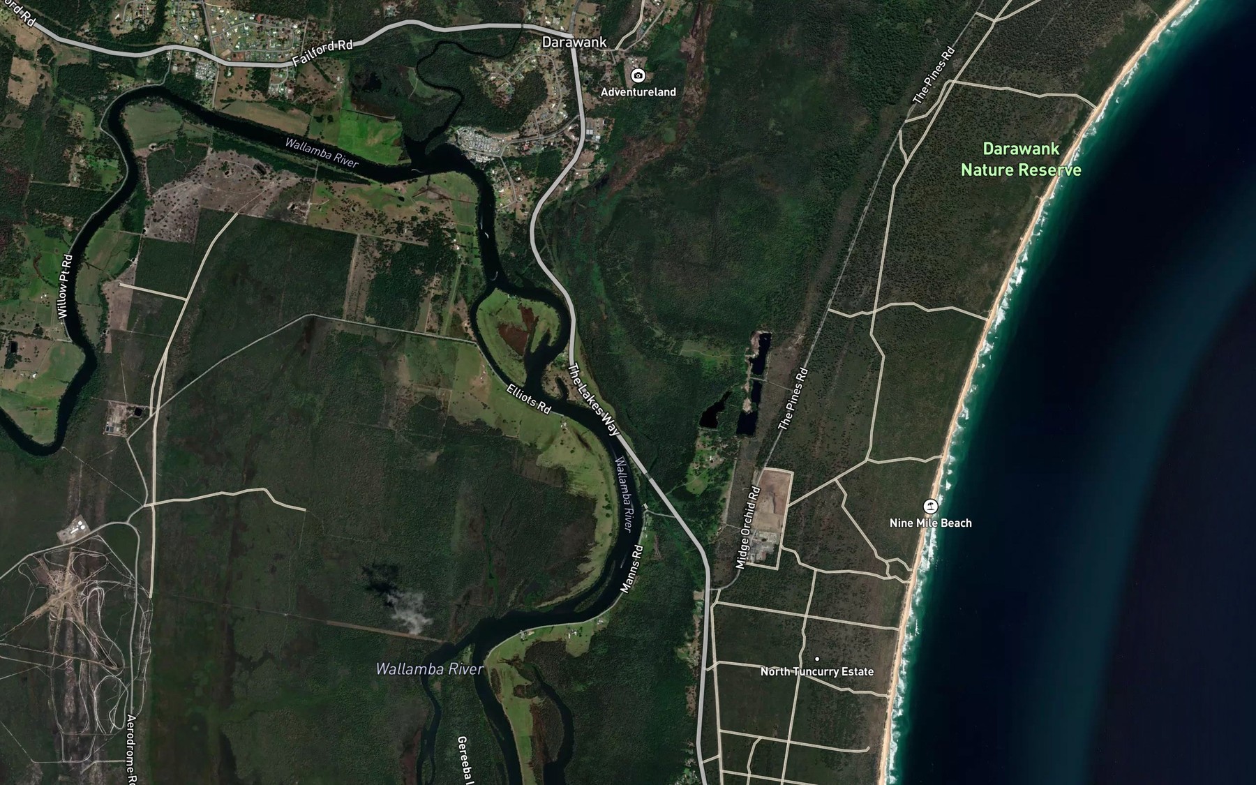Satellite map of the Darawank Creek