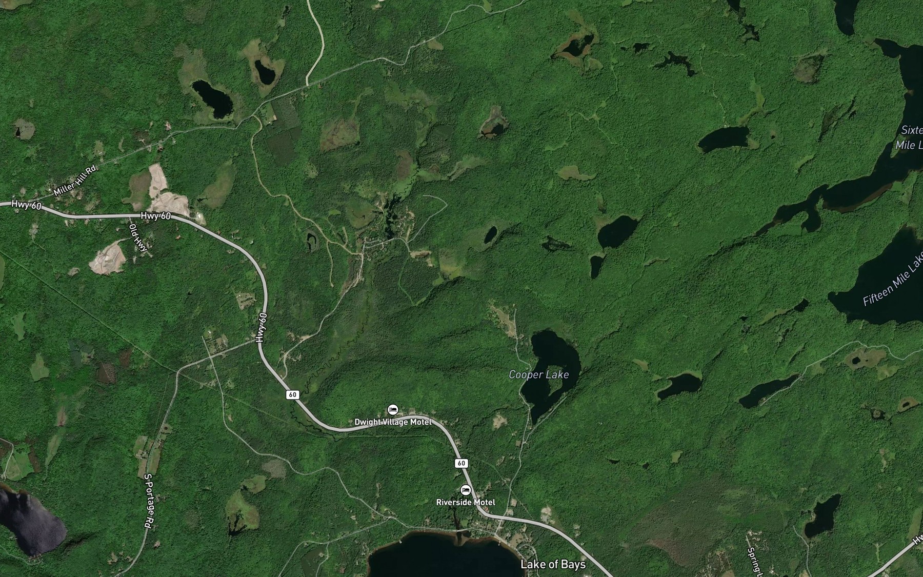 Satellite map of the Sixteen Mile Creek