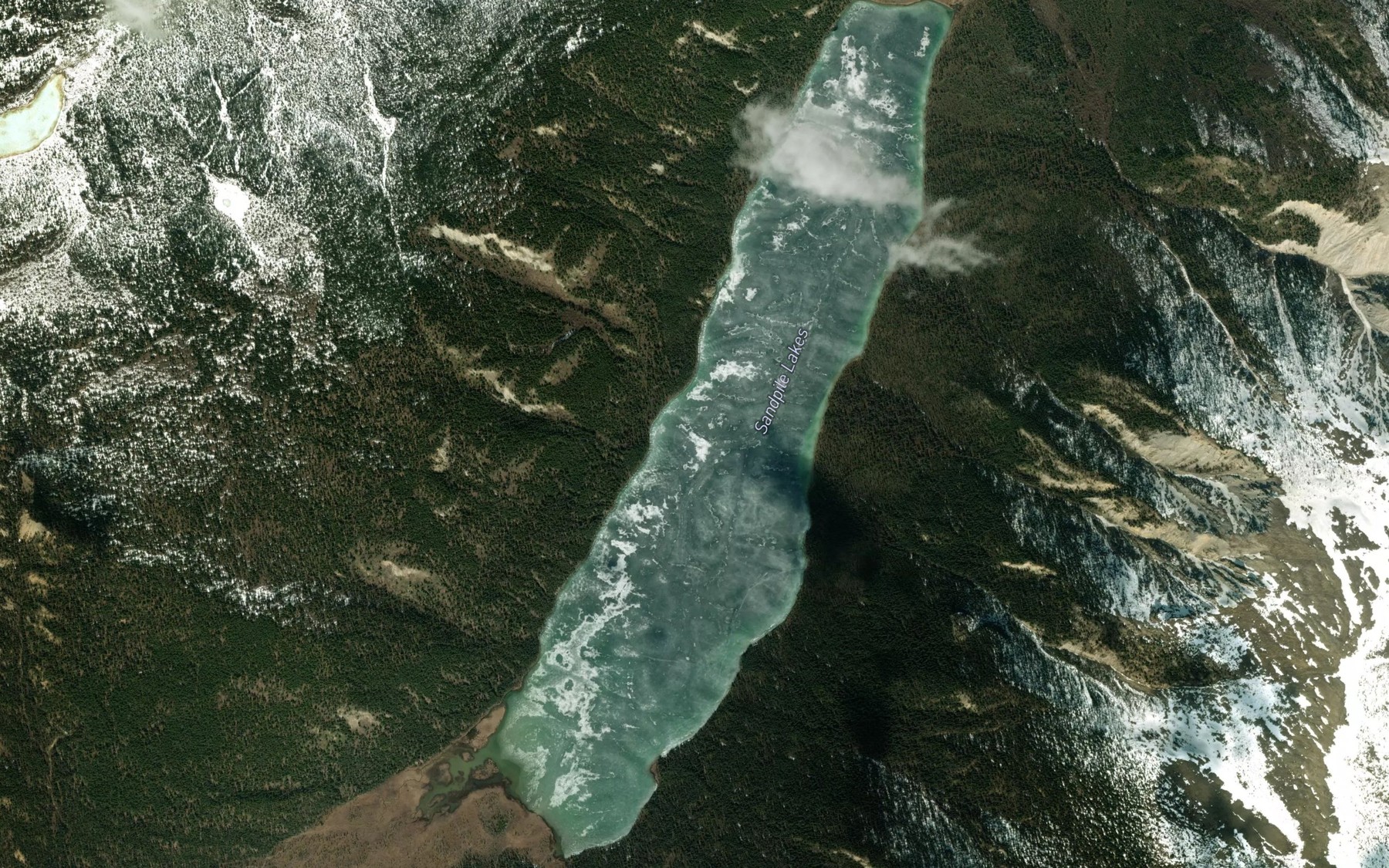 Satellite map of the Sandpile Lakes