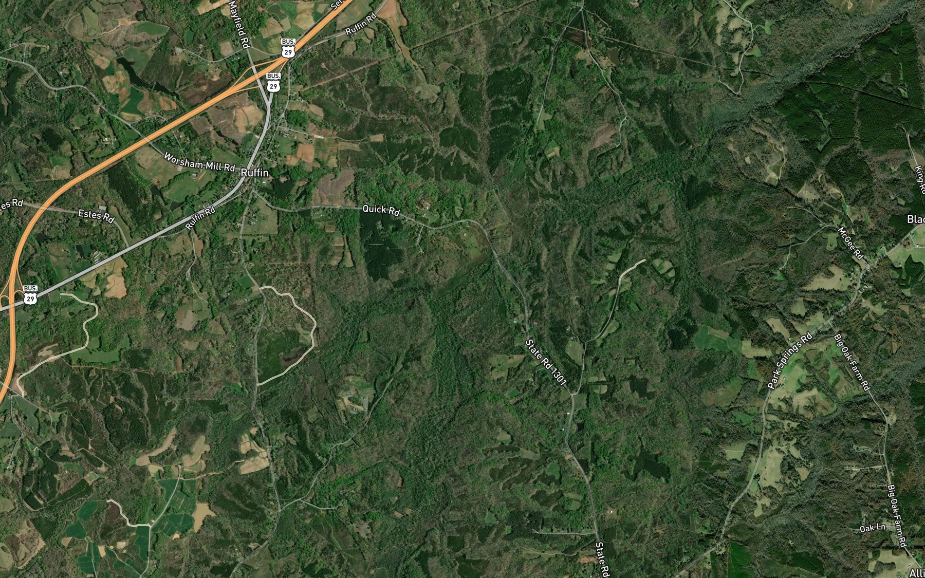 Satellite map of the Lick Fork