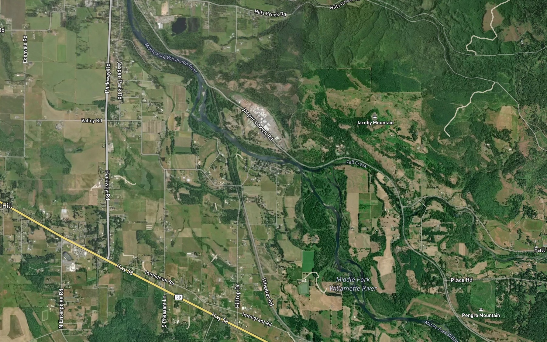 Satellite map of the Alder Creek