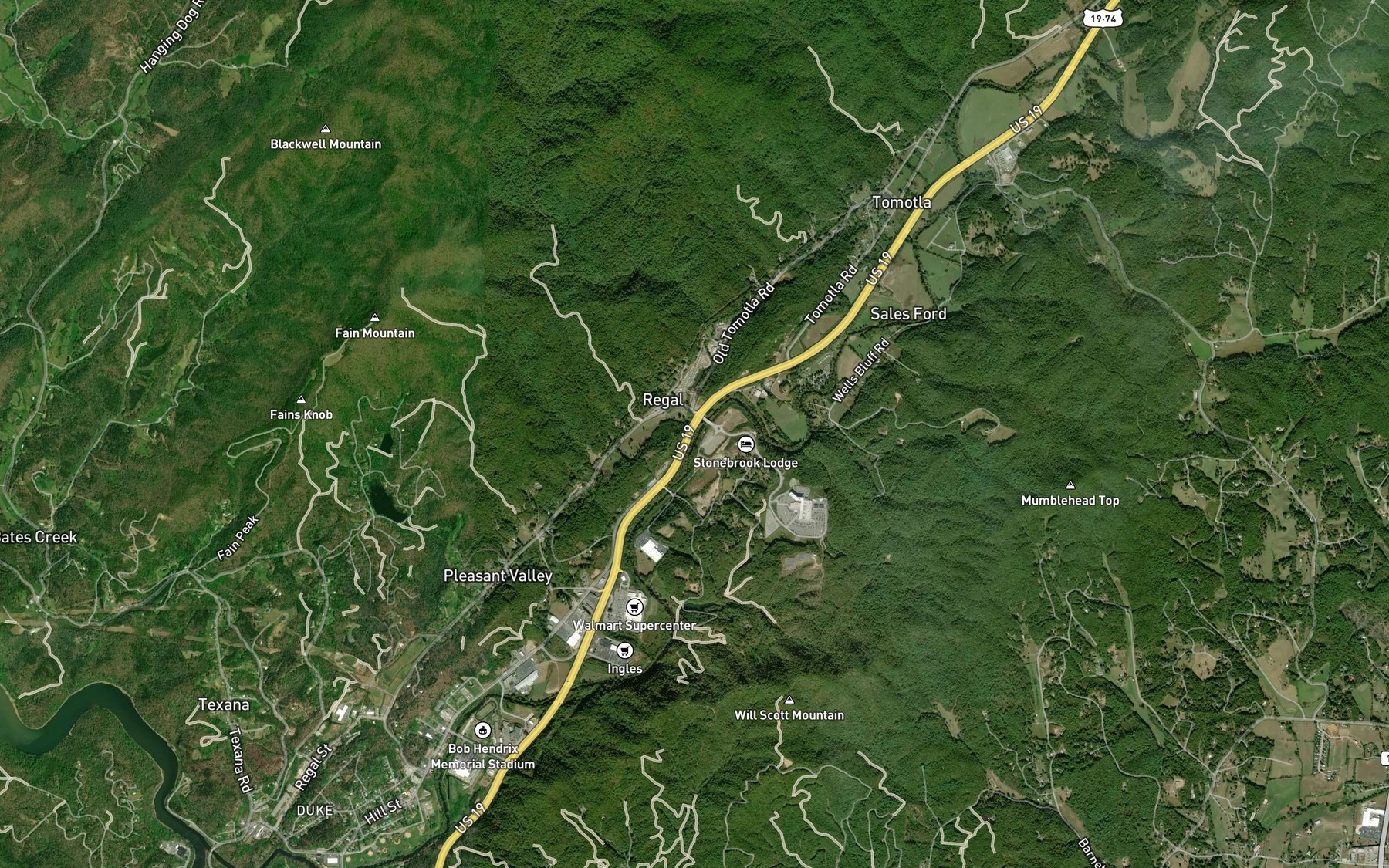 Satellite map of the Marble Creek