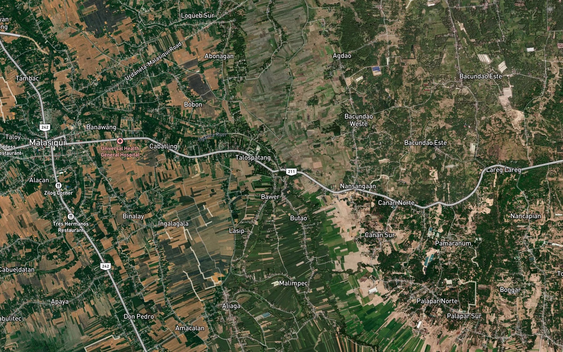 Satellite map of the Paya de Ameriano River