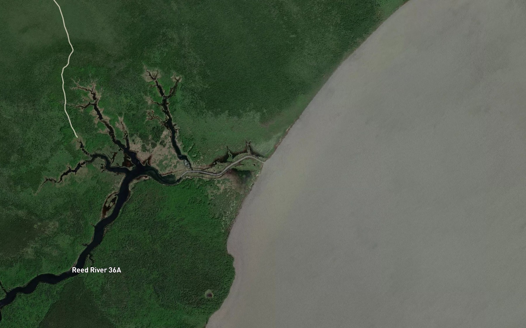 Satellite map of the Reed River