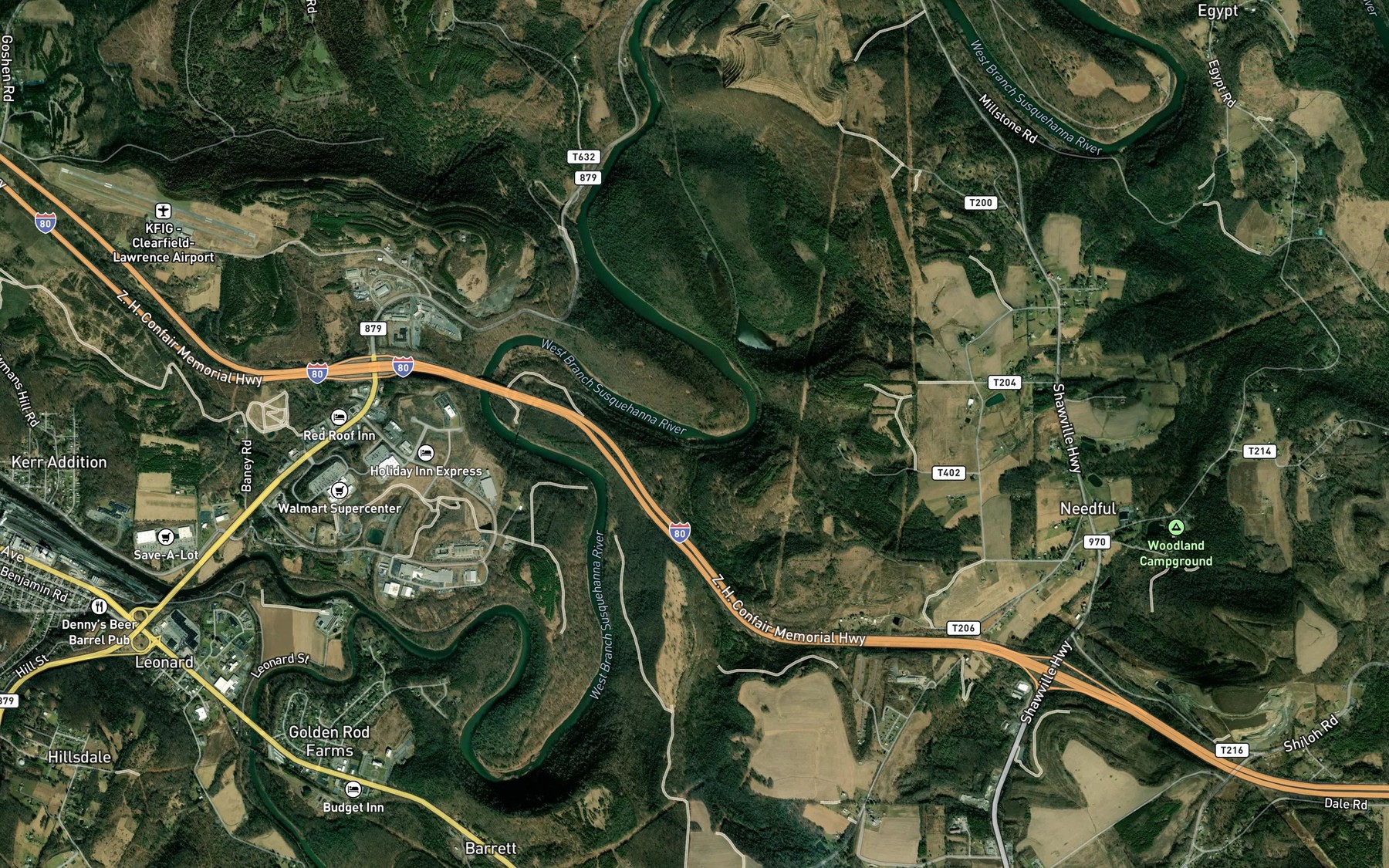 Satellite map of the Abes Run