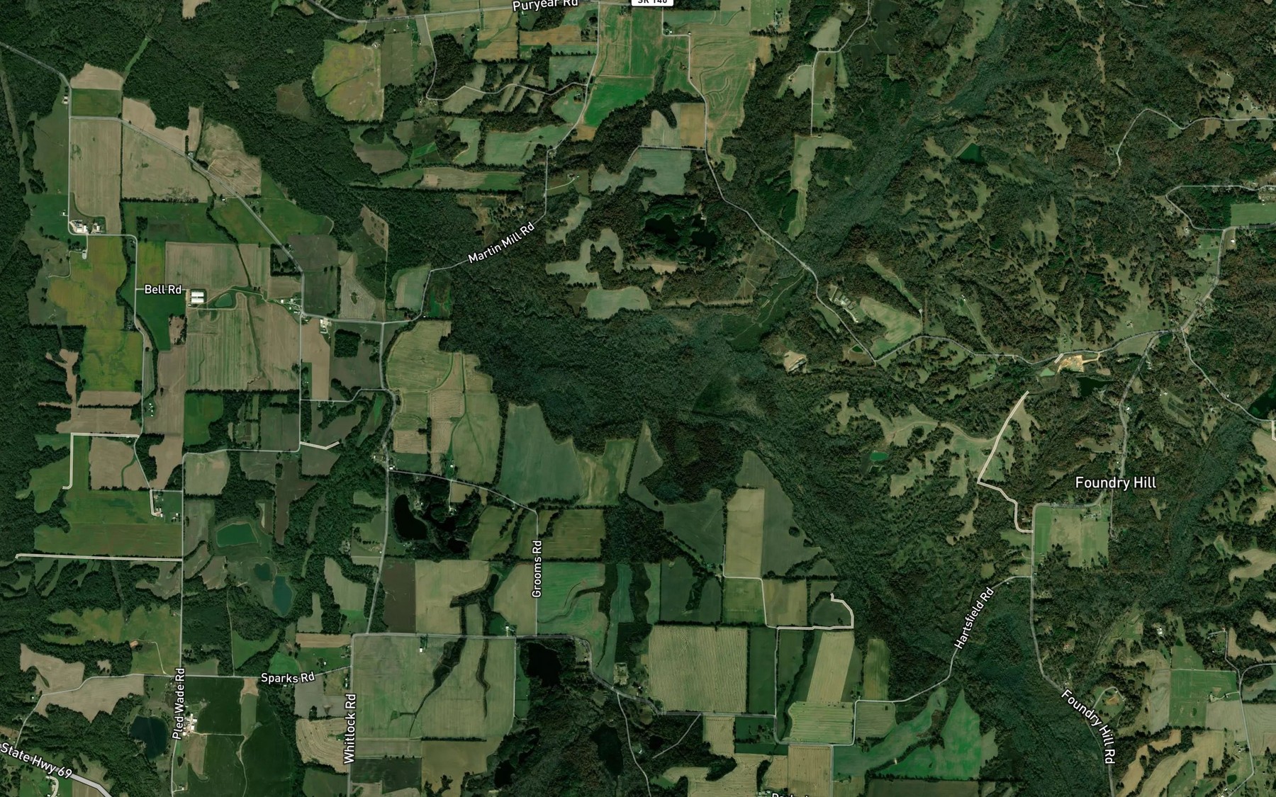 Satellite map of the Spring Hill Creek