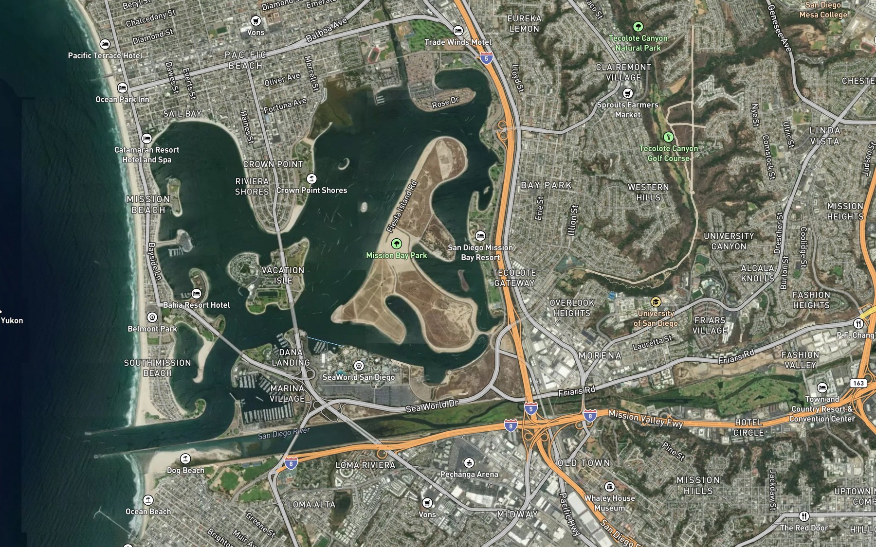 Satellite map of the Enchanted Cove
