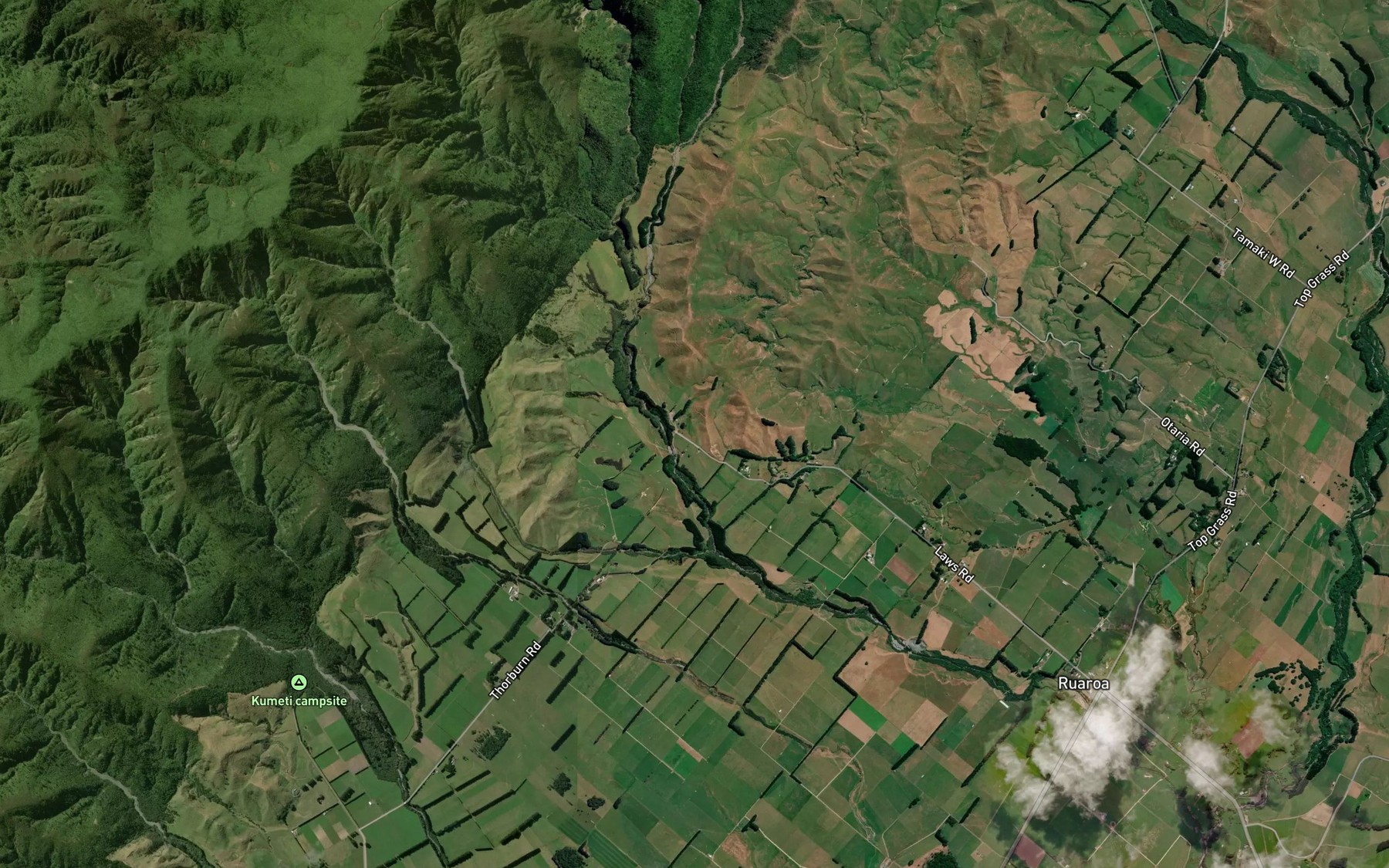 Satellite map of the Rokaiwhana Stream