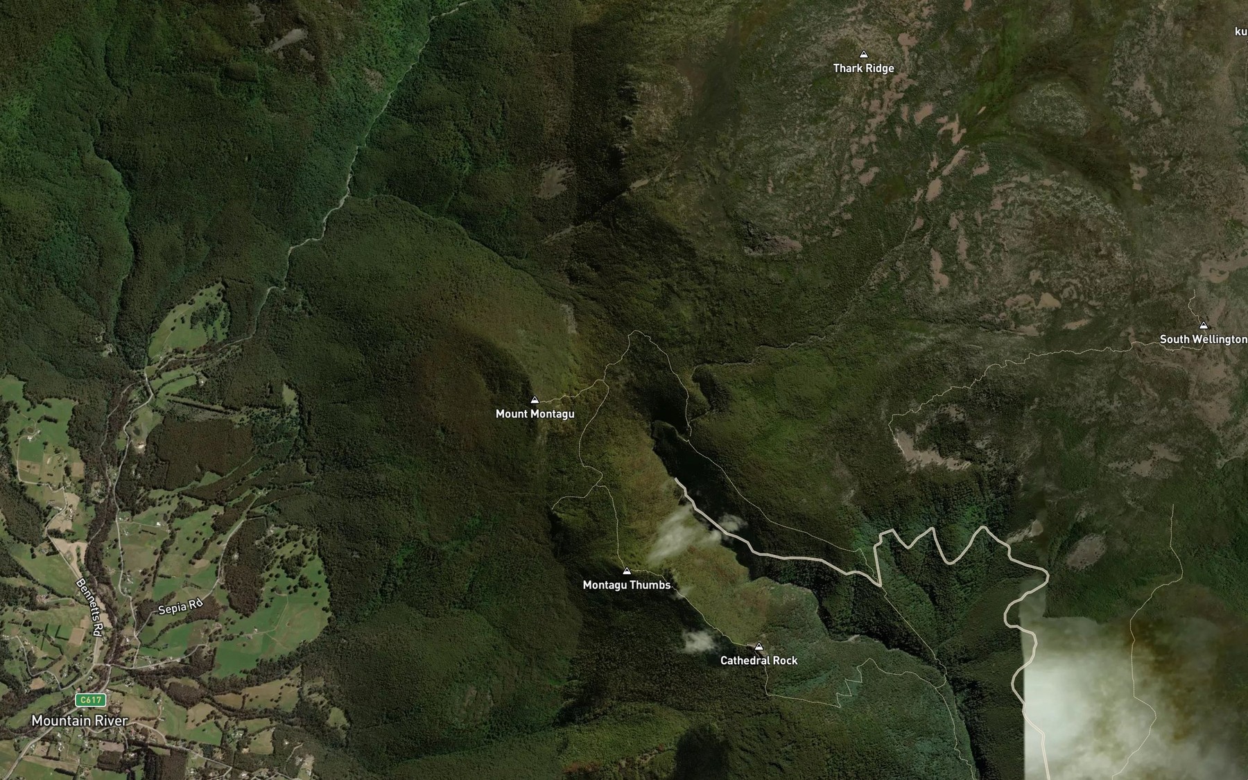 Satellite map of the Wellington Falls