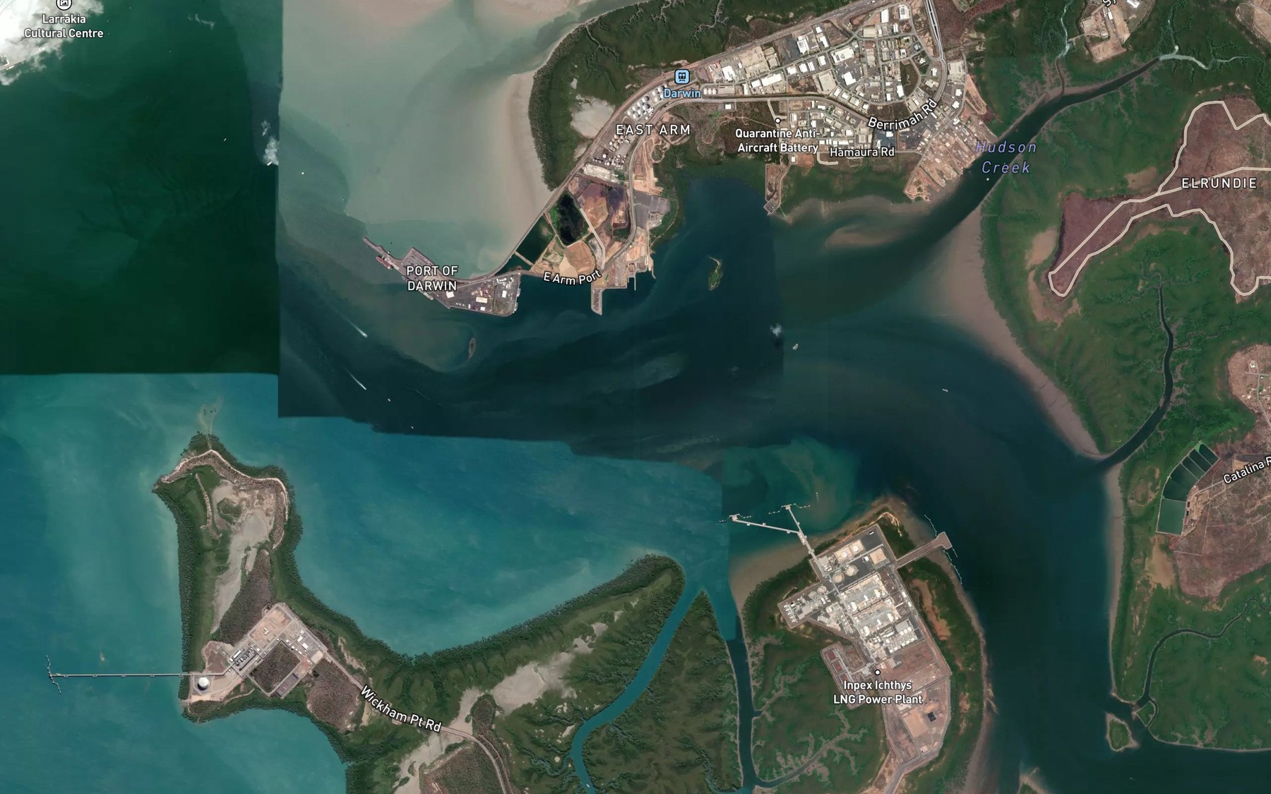 Satellite map of the East Arm