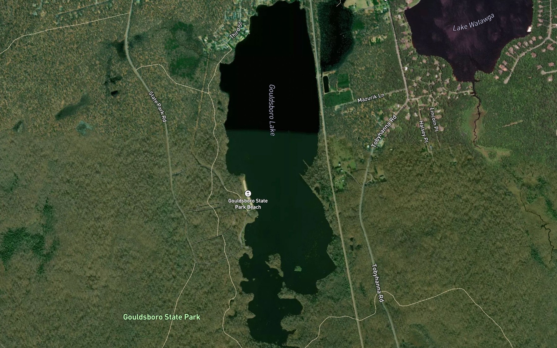 Satellite map of the Gouldsboro Lake