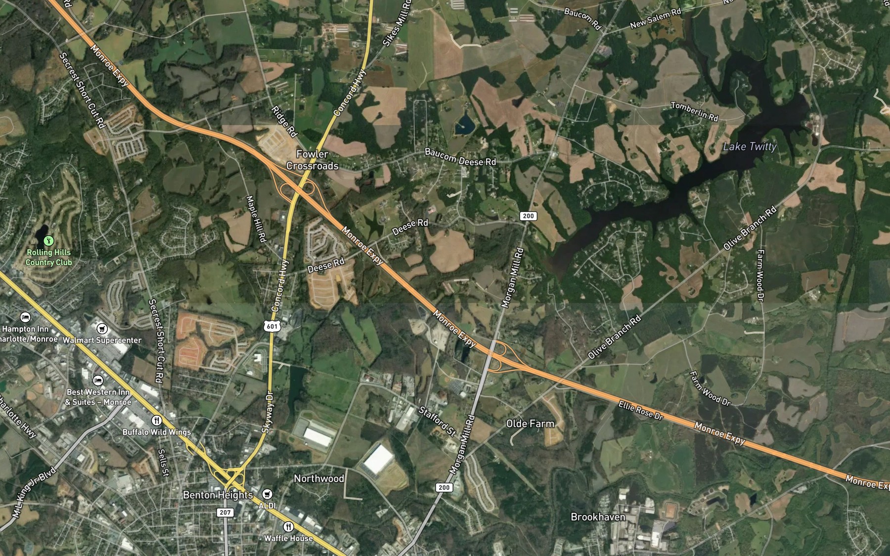 Satellite map of the Stumplick Branch
