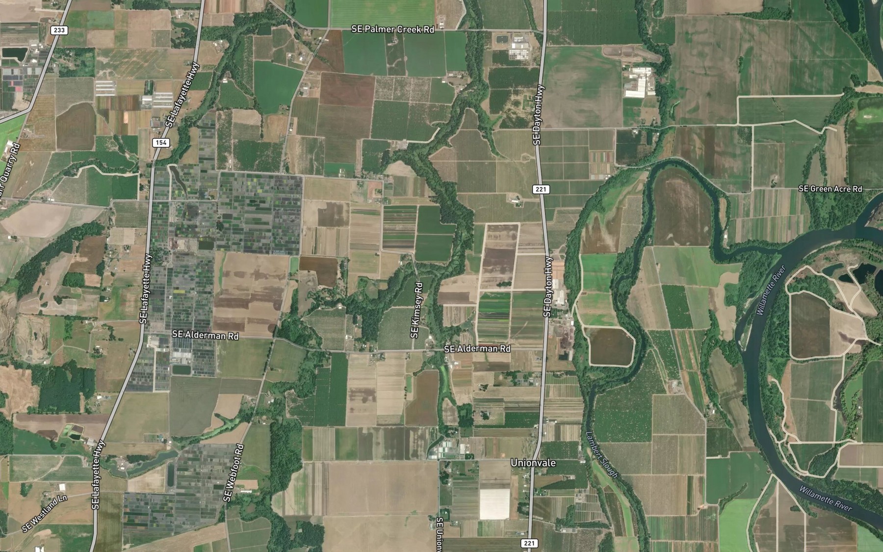 Satellite map of the Warner Creek