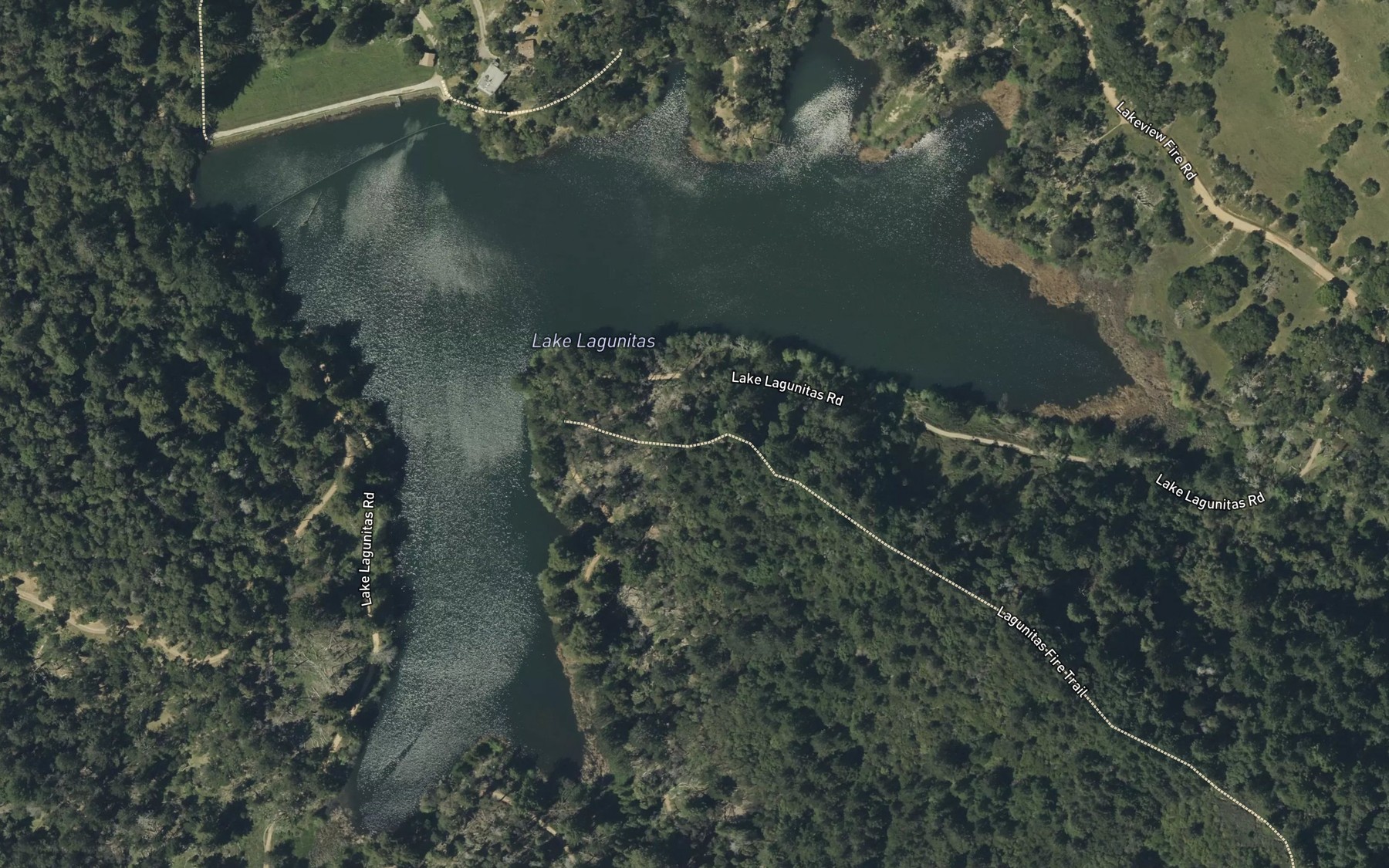 Satellite map of the Lake Lagunitas