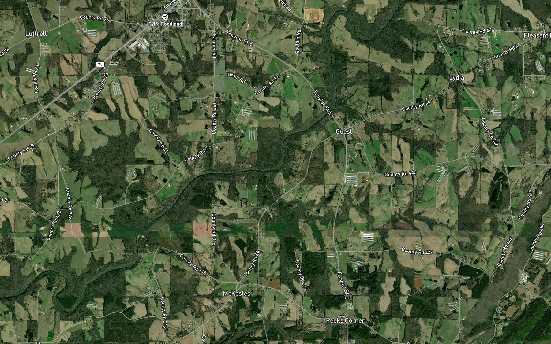 Satellite map of the Rock Creek