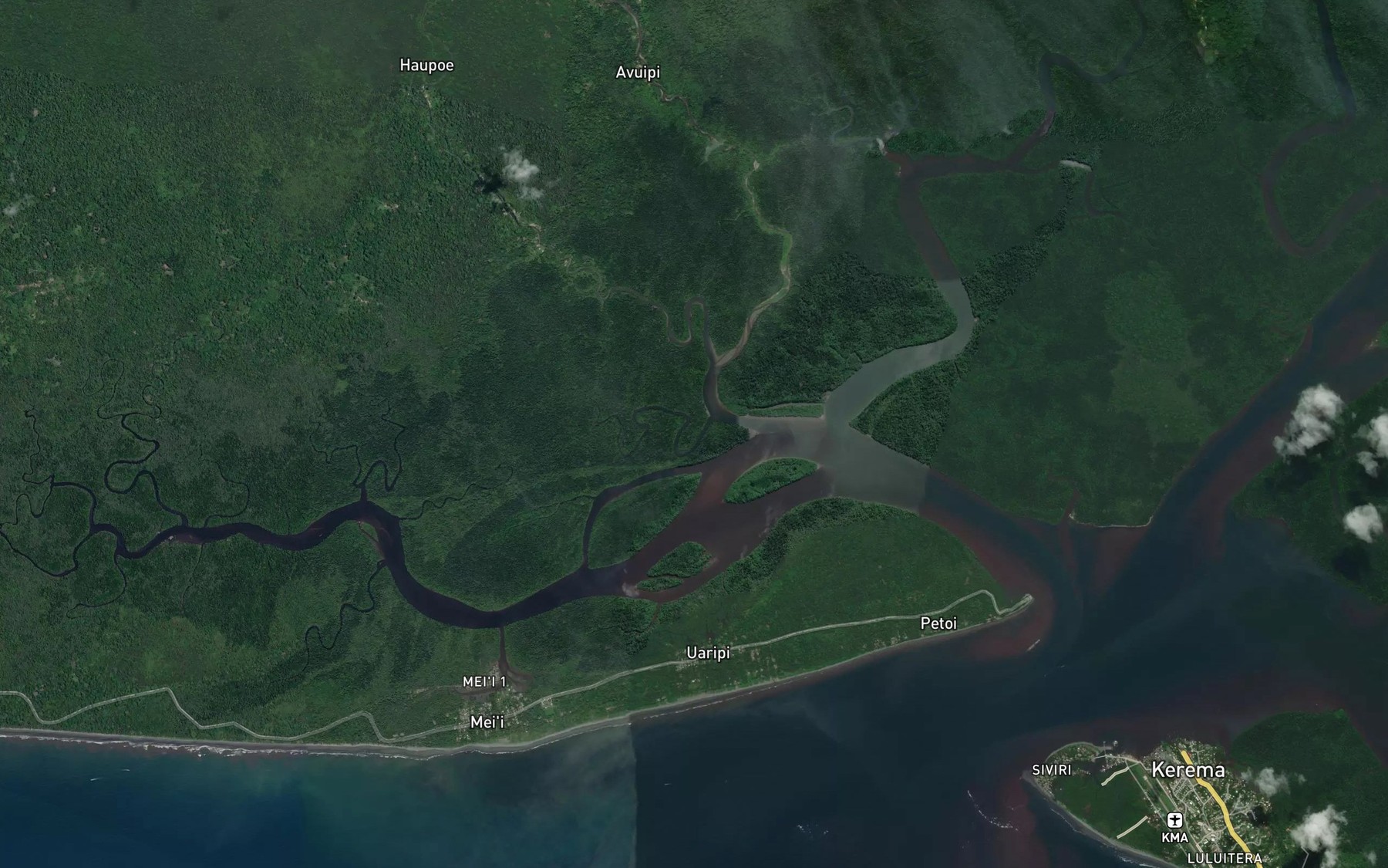 Satellite map of the Hamaka Creek
